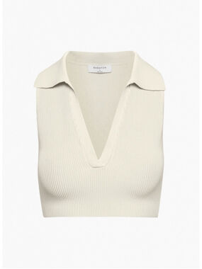 Aritzia Babaton Sculpt Knit Polo Crop Top - Size XL